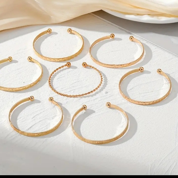 Goldtone Bangle Bracelets, 7pc set - Picture 4 of 4